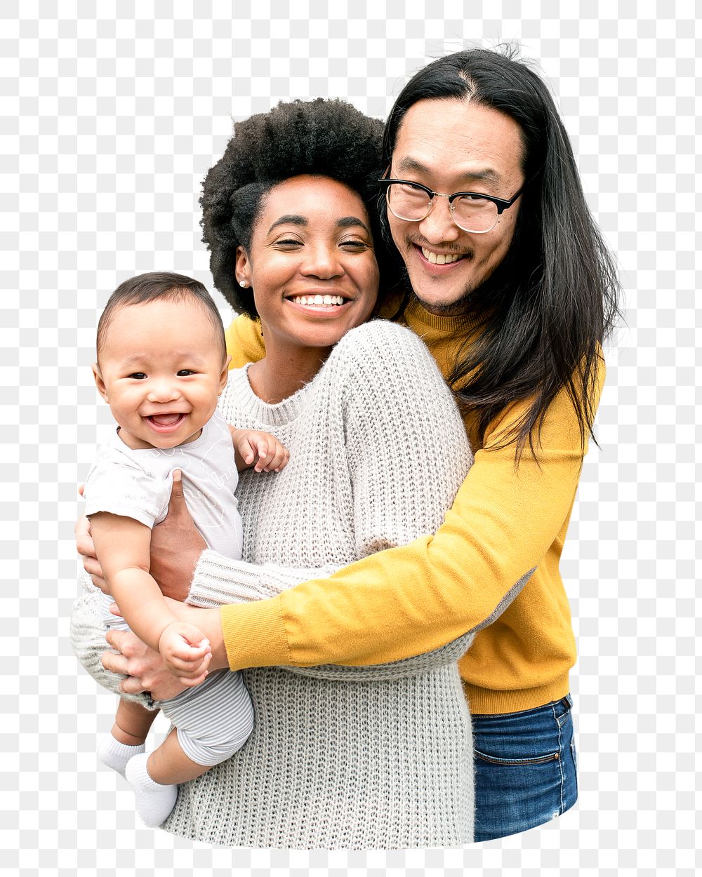 Diverse family png collage element, transparent background