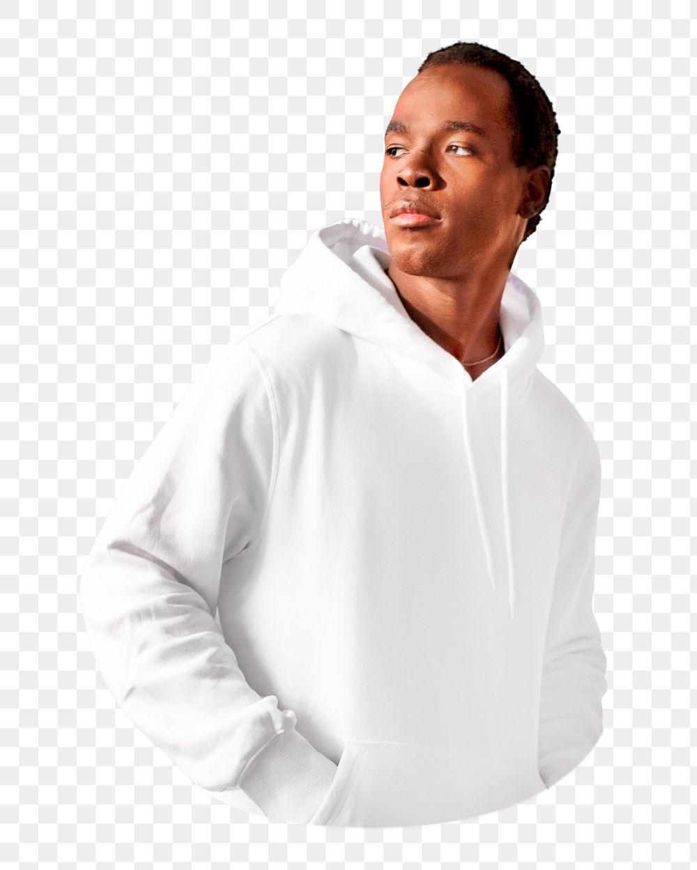PNG Man in white hoodie sportswear collage element, transparent background