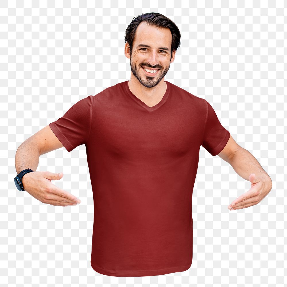 PNG Man in red t-shirt transparent background