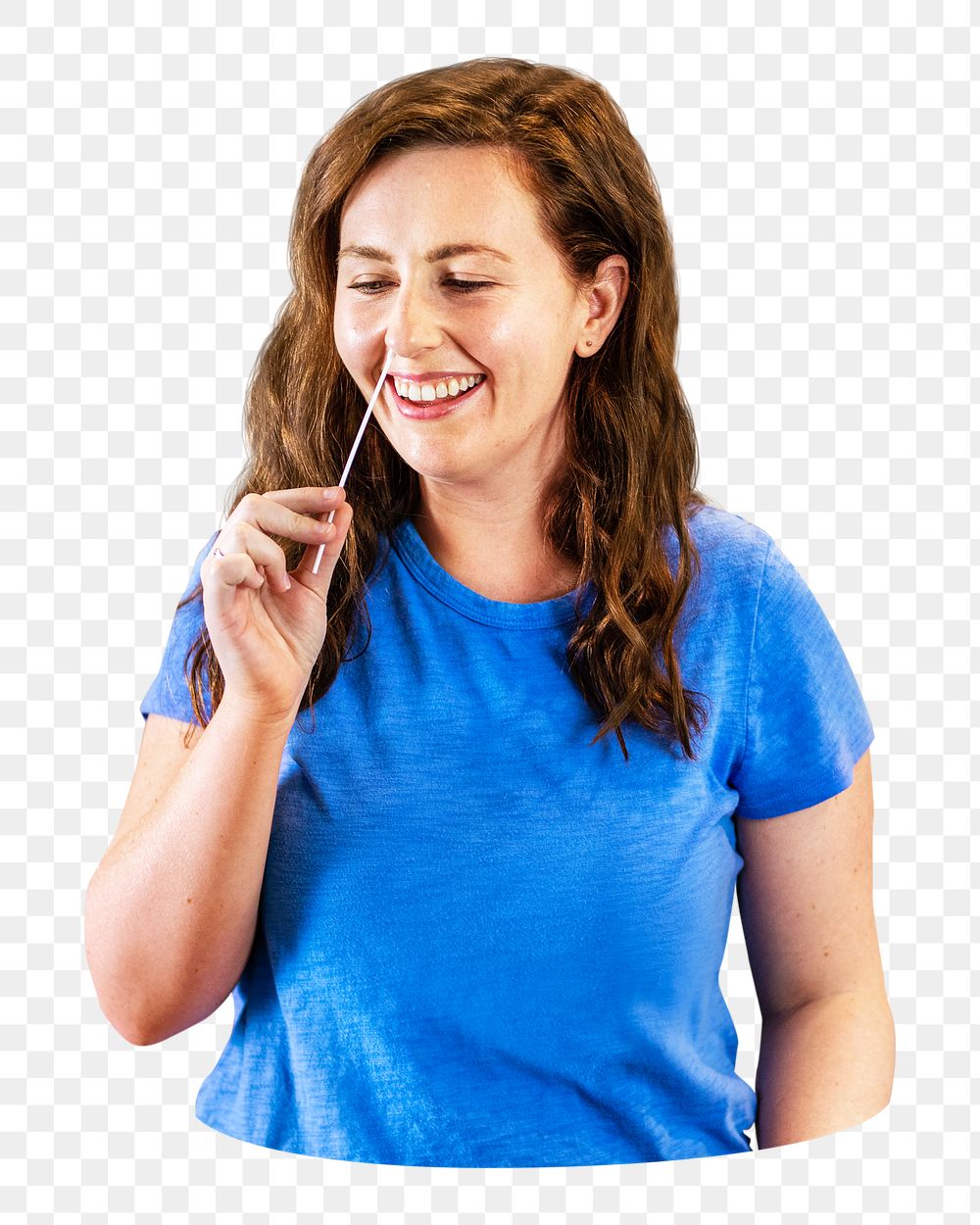 Woman Covid-19 nasal test png, transparent background