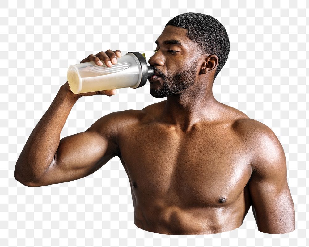 Black man drinking png, transparent background