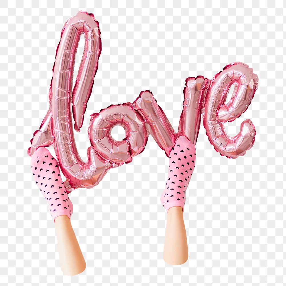 PNG Love glossy pink foil balloon  transparent background