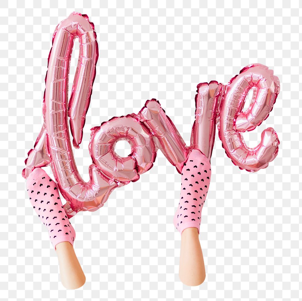 PNG Love glossy pink foil balloon  transparent background