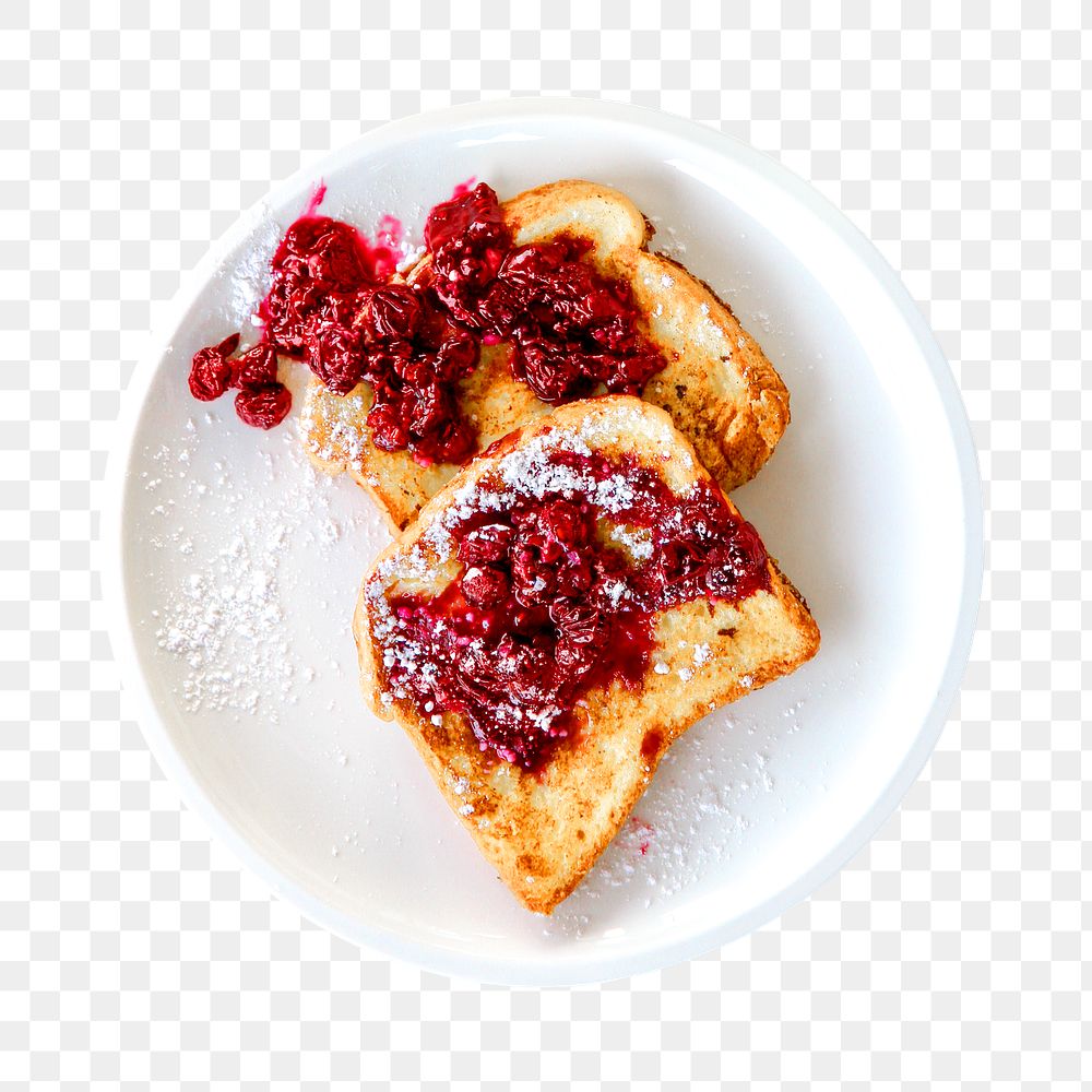 Jam French toasts png breakfast, transparent background