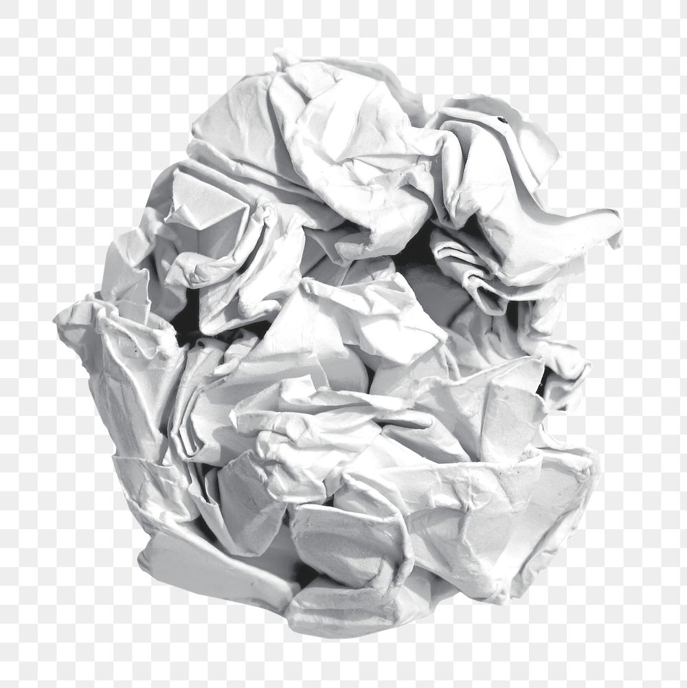 Png crumbled paper, isolated object, transparent background