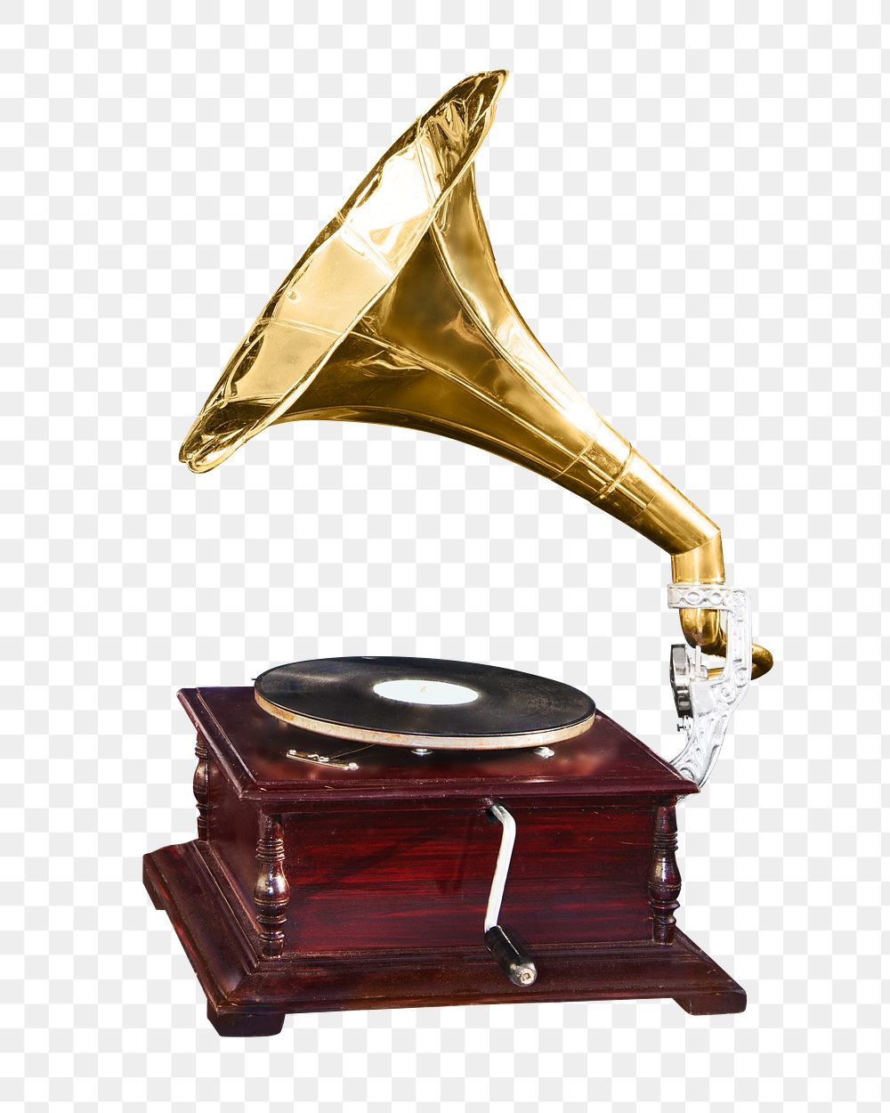 Png antique gramophone, isolated object, transparent background