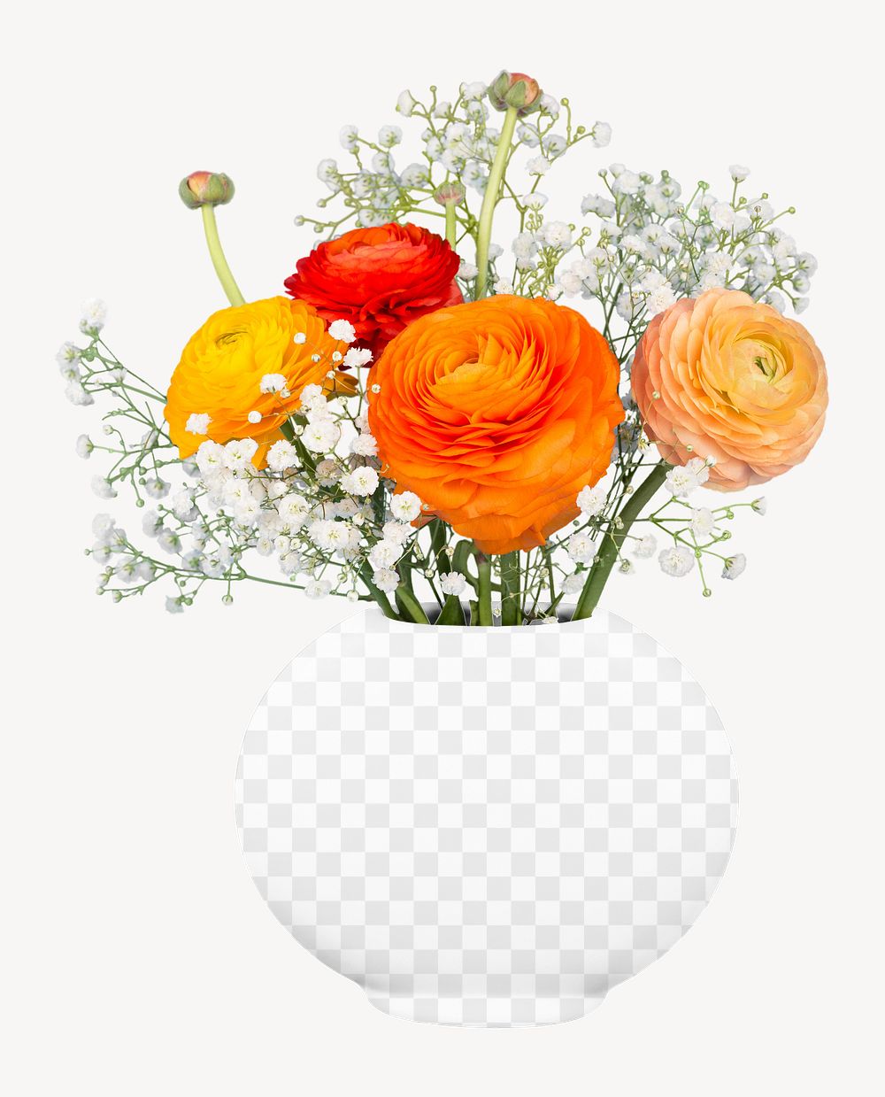 Flower vase png mockup, transparent design