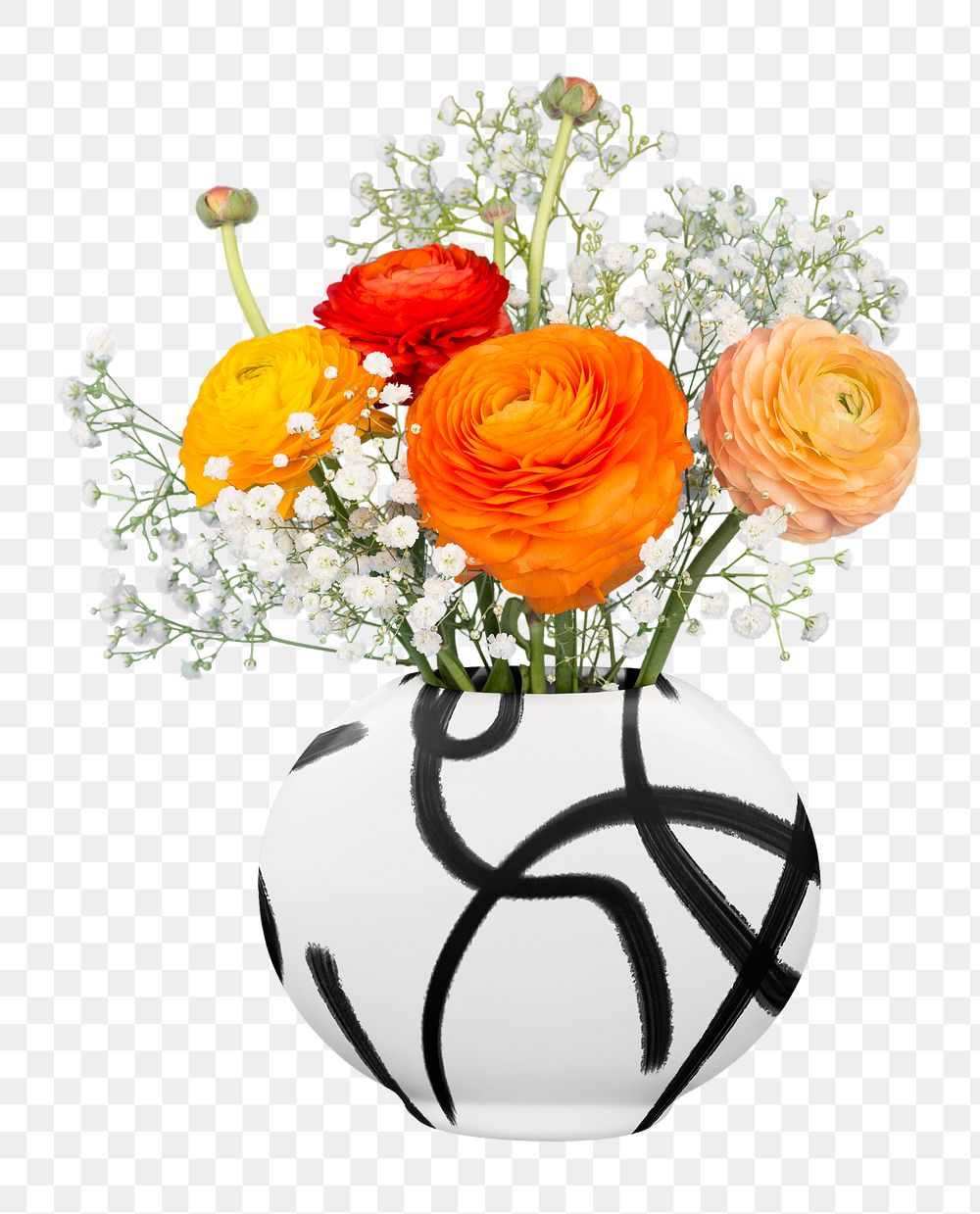 Flower vase png, transparent background