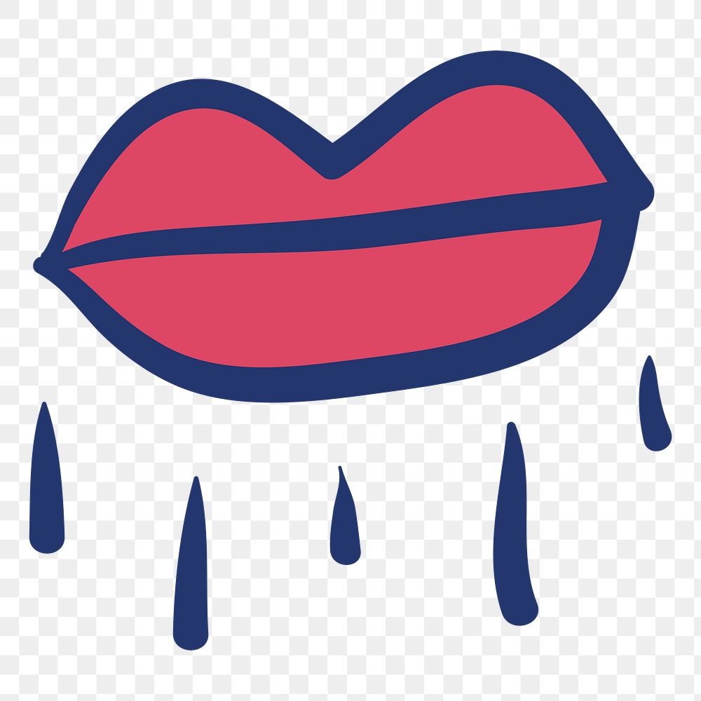 PNG red lips, cute doodle transparent background