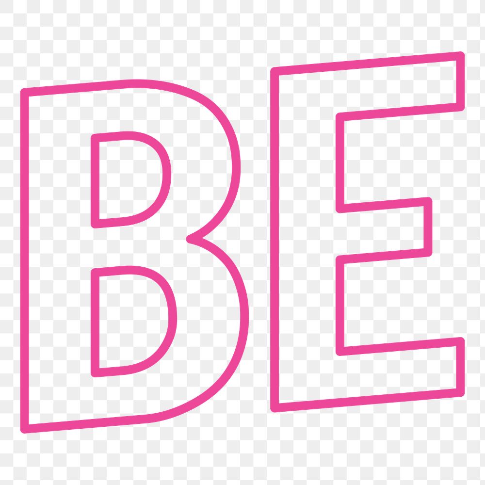 PNG be word, pink outline typography transparent background