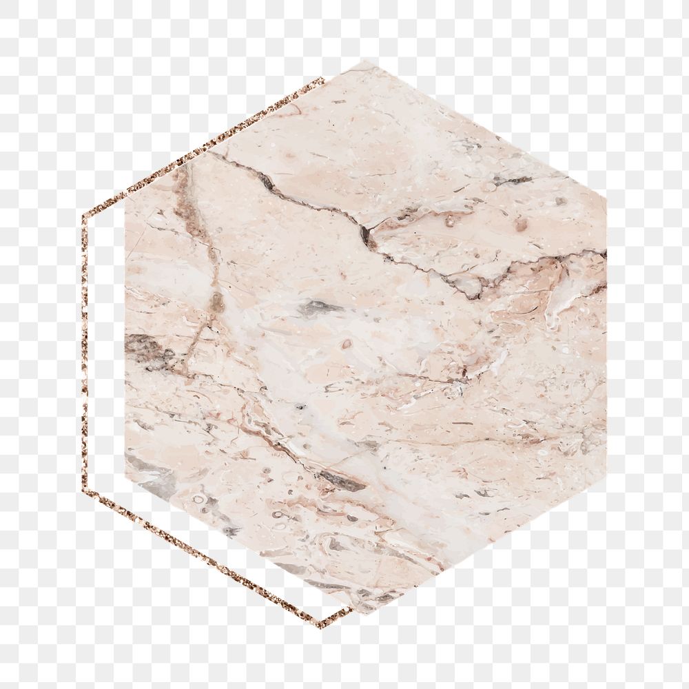 Aesthetic marble png hexagon, geometric shape, transparent background