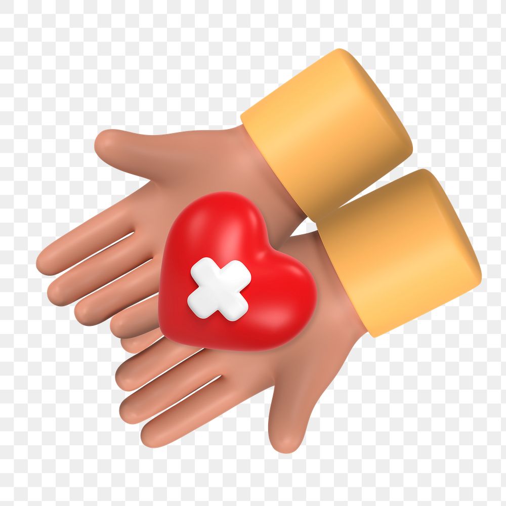 3D helping hands png collage element, transparent background