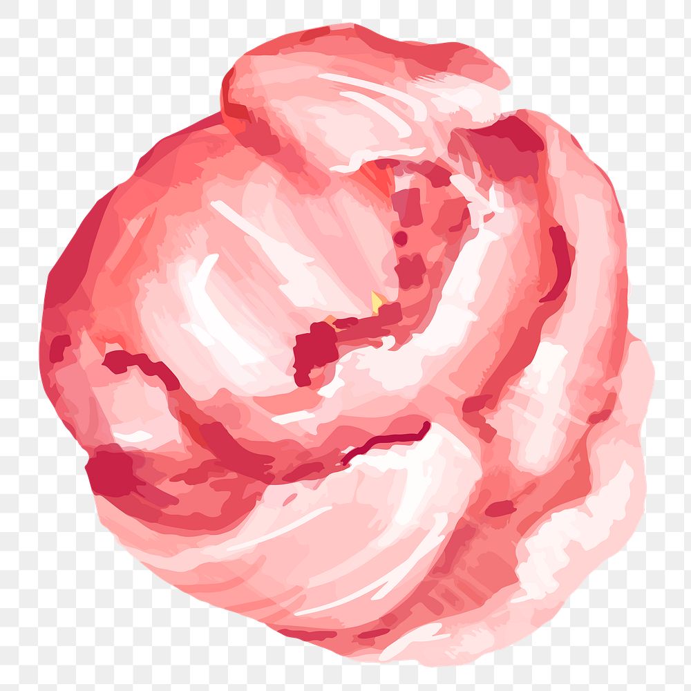 Red peony png watercolor flower, transparent background