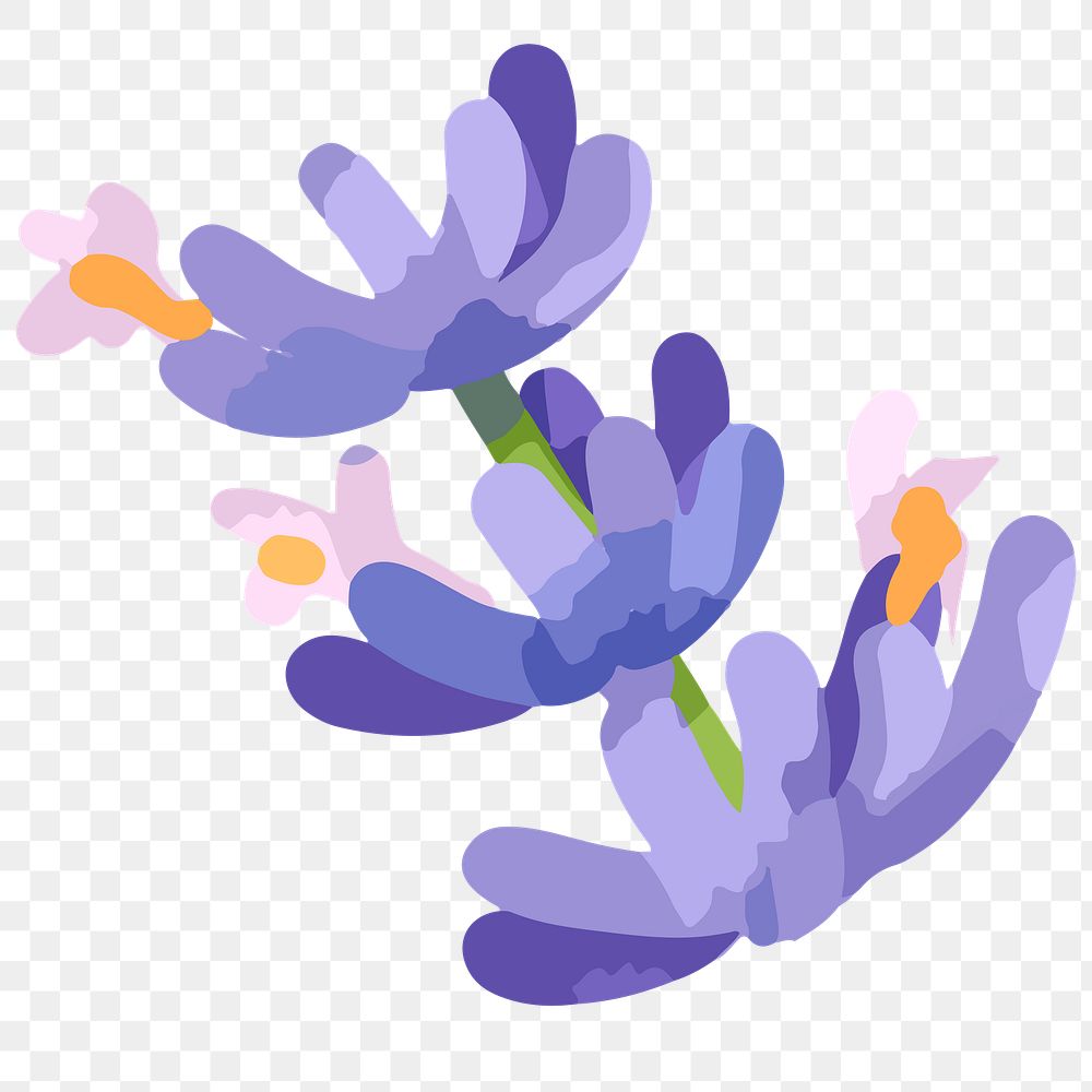 Watercolor lavender png purple flower, transparent background