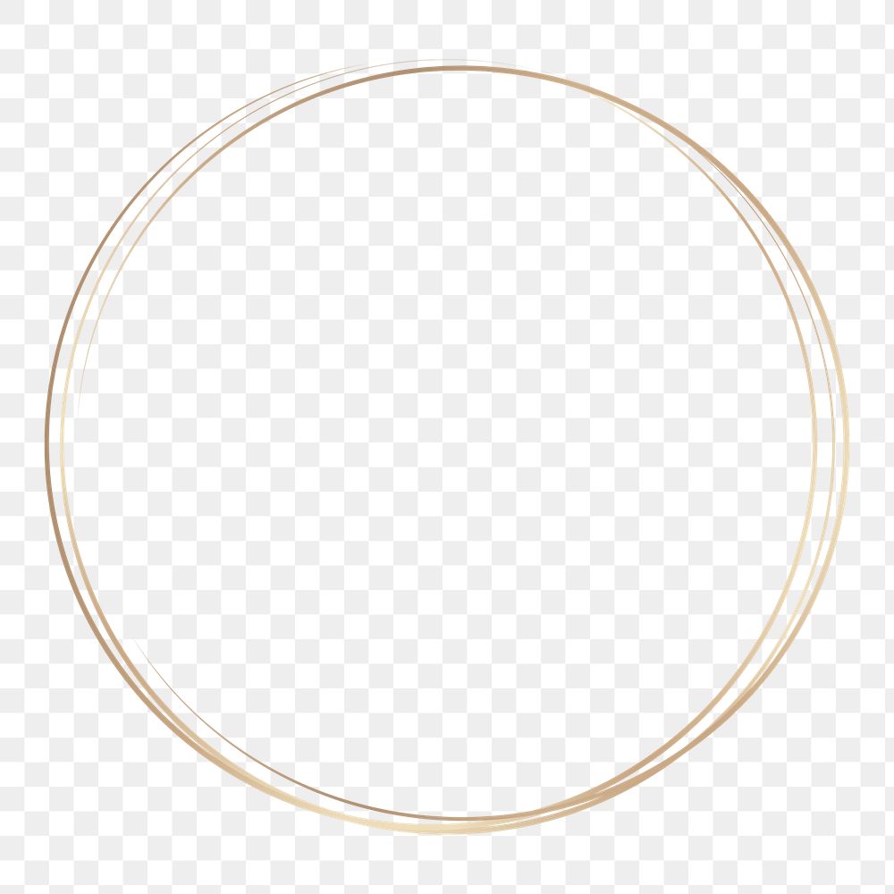 Gold circle frame png, glittery aesthetic design, transparent background