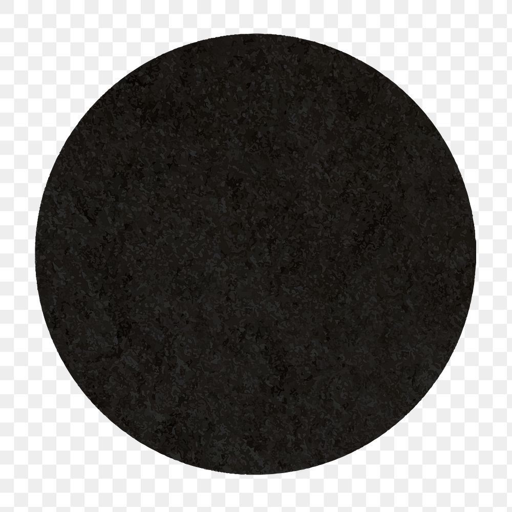 Black circle badge png, textured geometric shape, transparent background