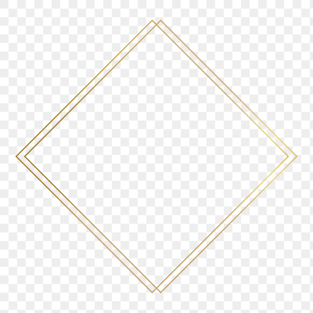 Gold square frame png, aesthetic design, transparent background