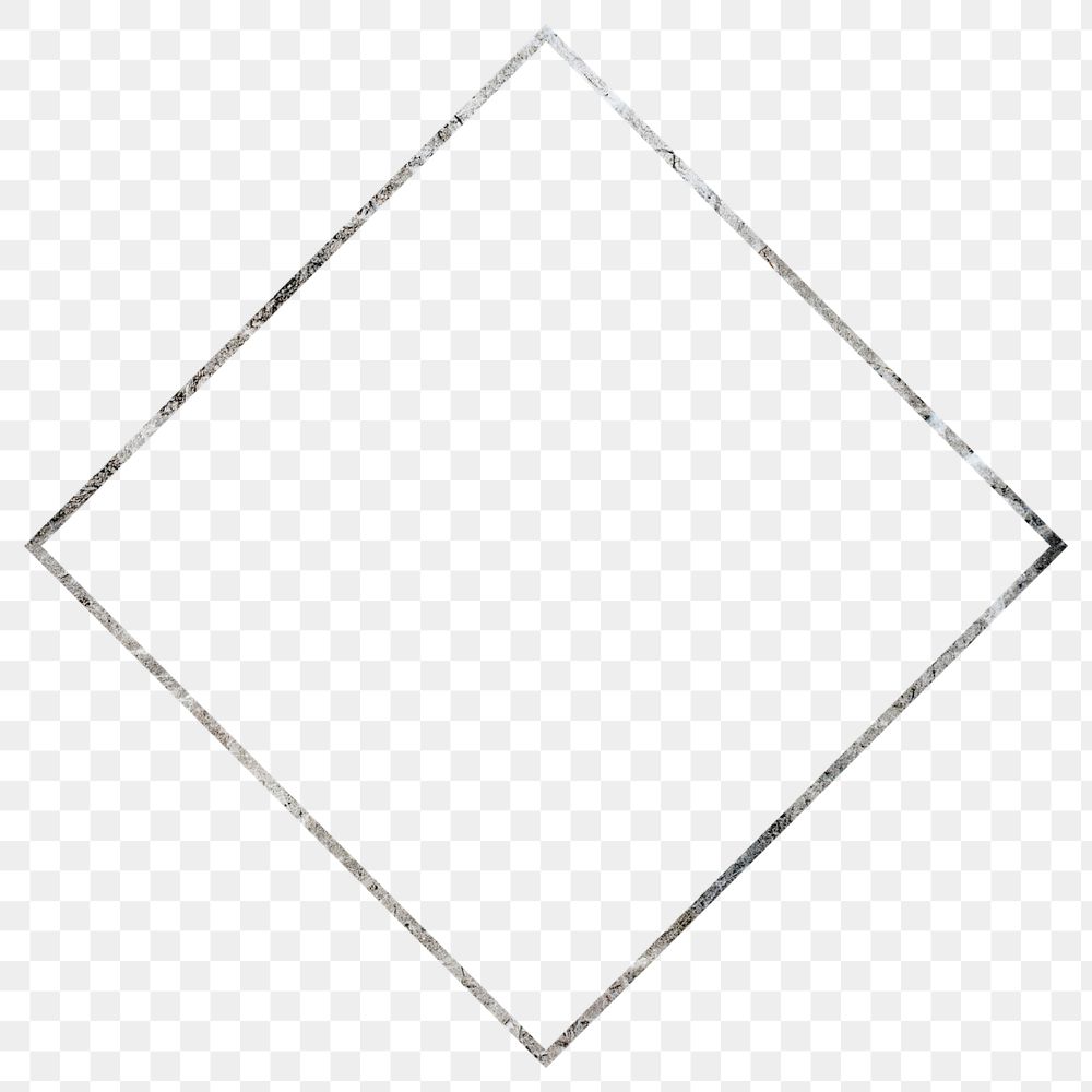 Silver square frame png, aesthetic design, transparent background