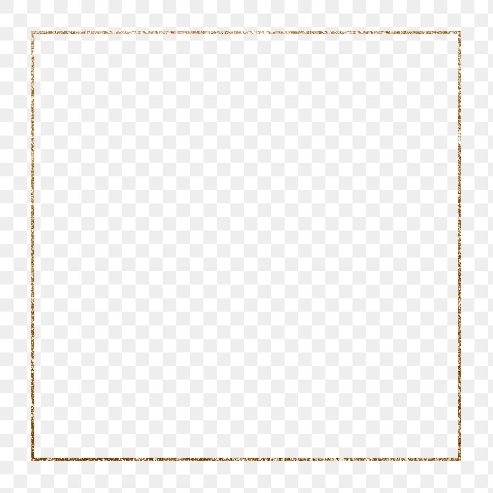Gold frame png square shape, transparent background