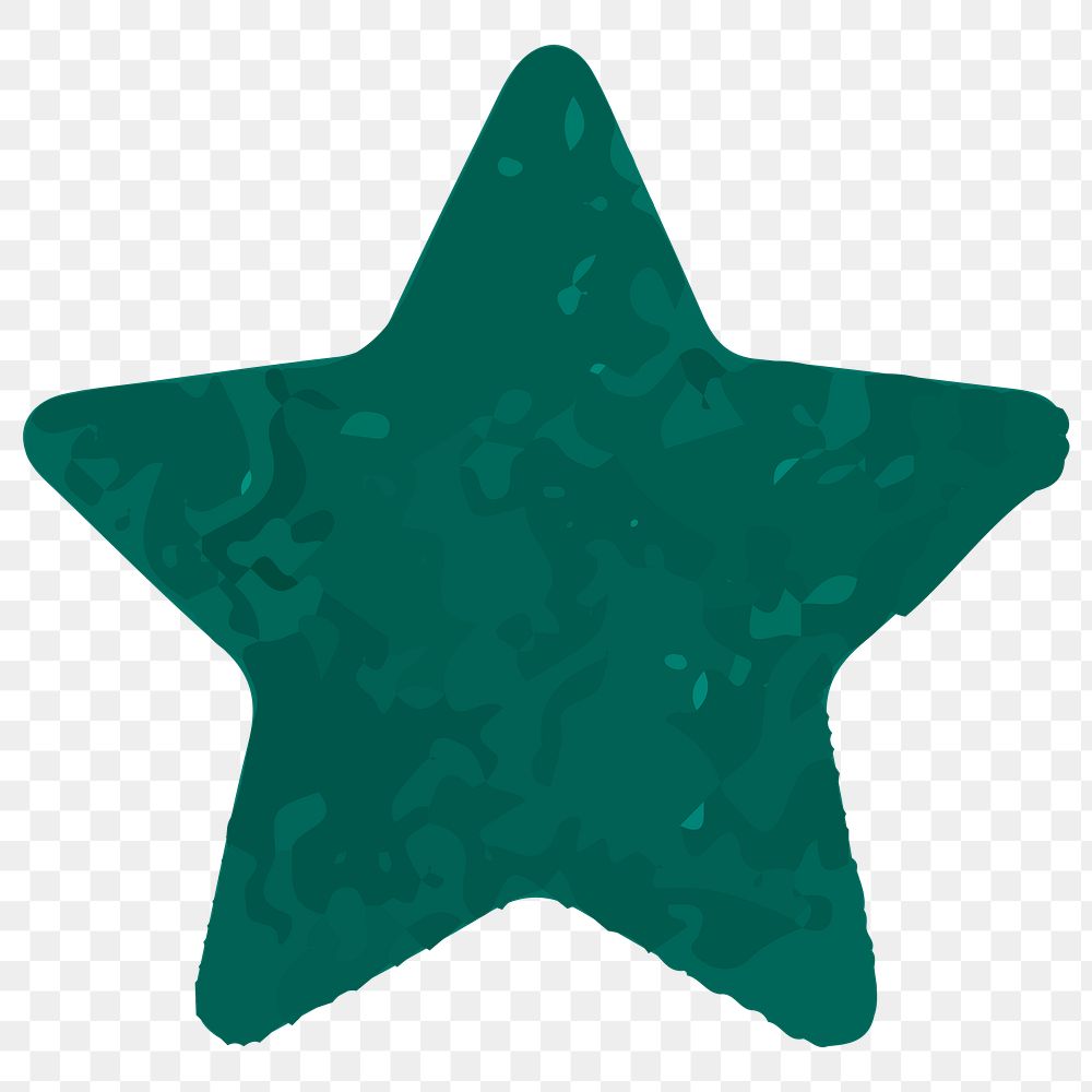 PNG green star element, textured shape element transparent background