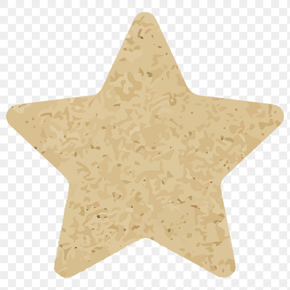 PNG brown glitter star, rough plywood texture transparent background