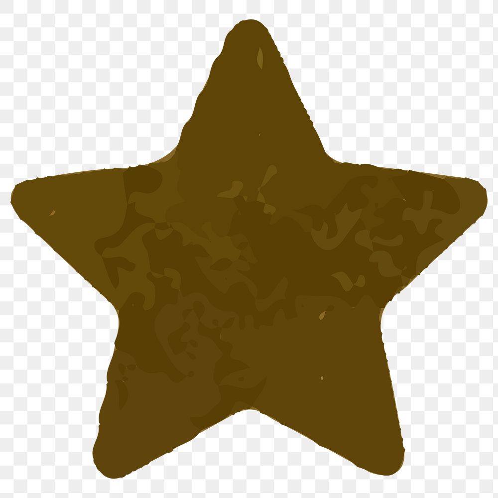 PNG brown star element, textured shape element transparent background