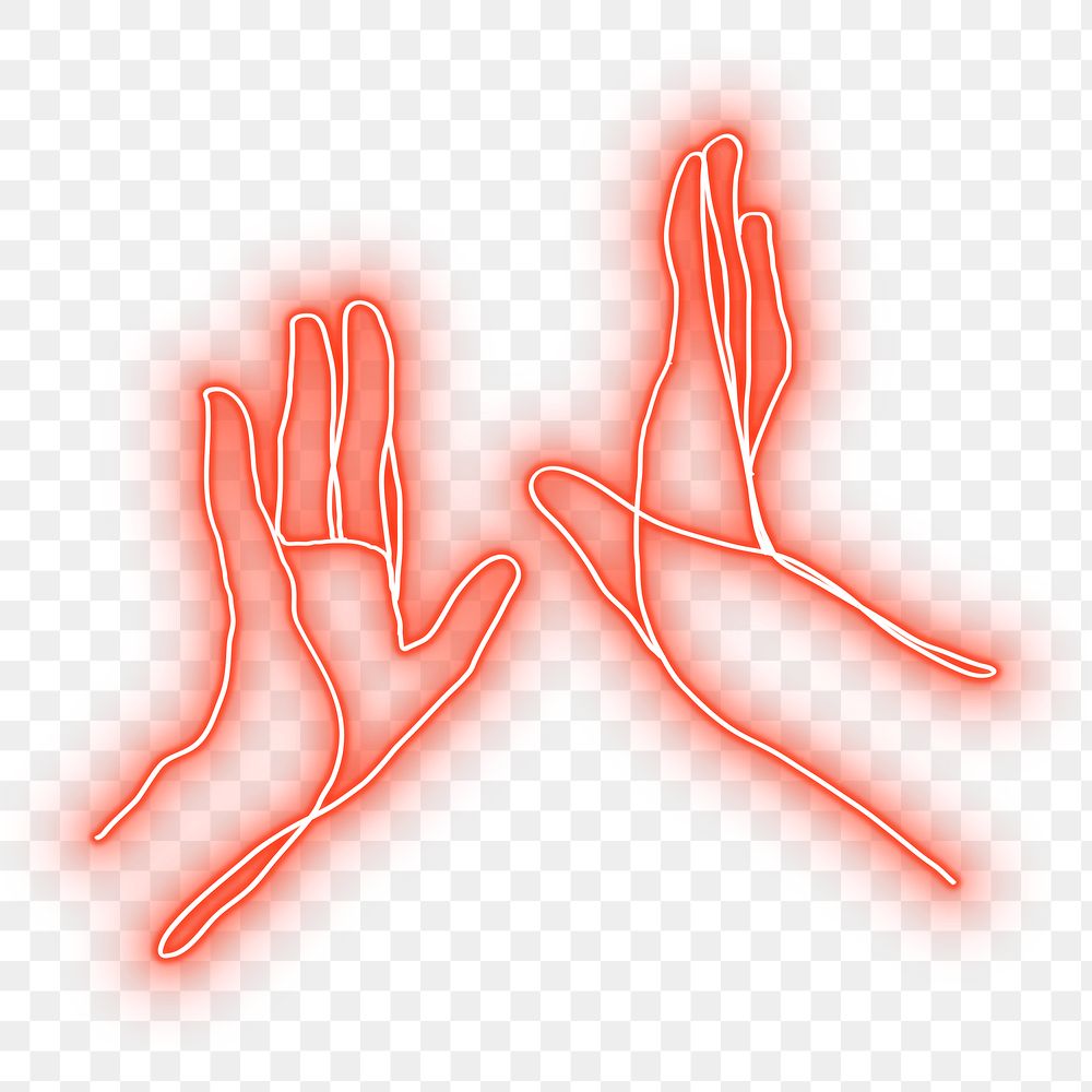 PNG neon red hand illustration, transparent background