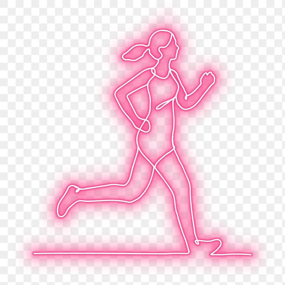 PNG neon running woman illustration, transparent background