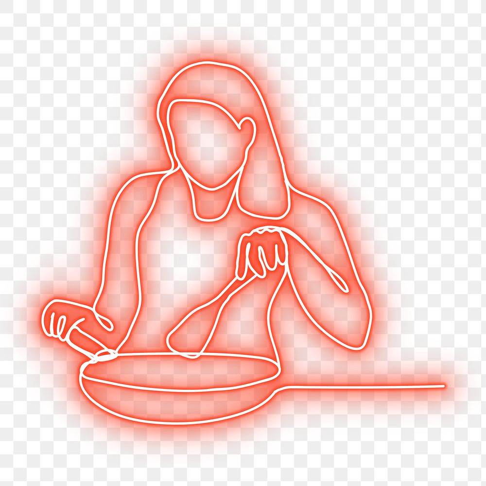 PNG neon red woman illustration, transparent background