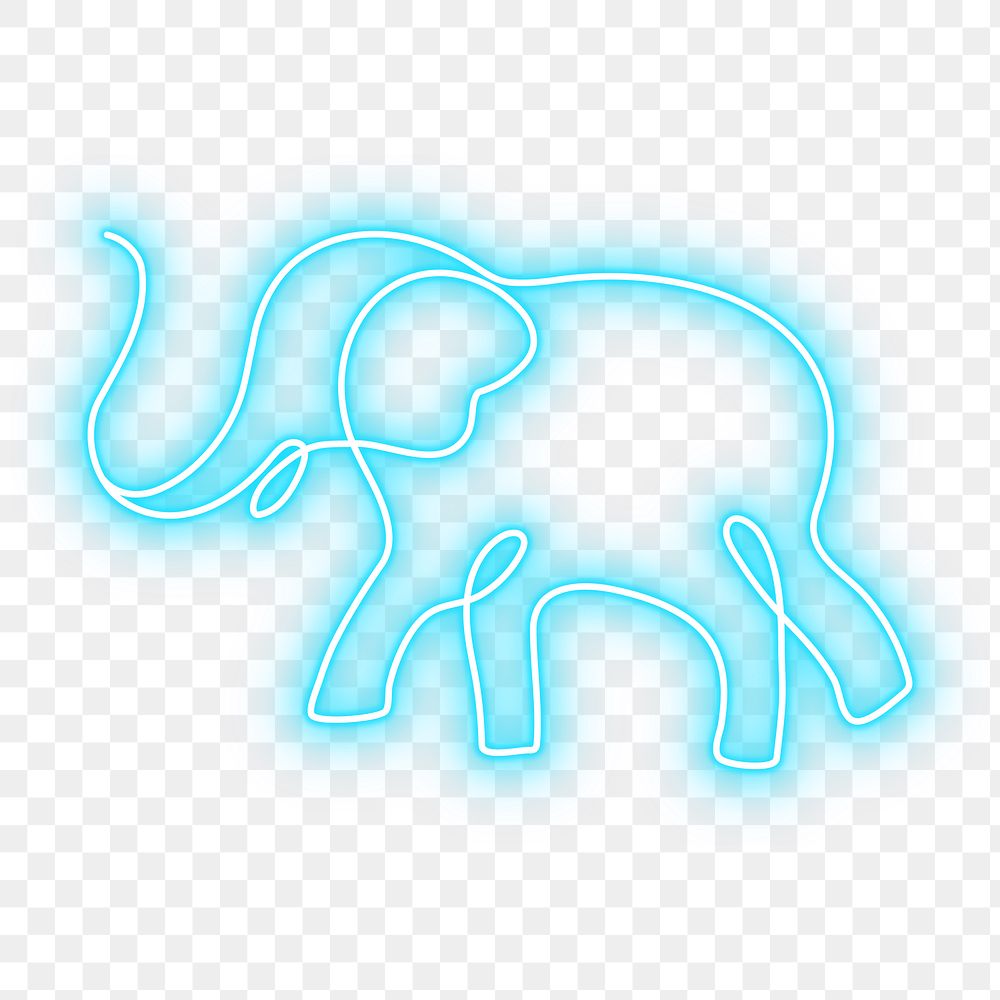 PNG neon blue elephant illustration, transparent background