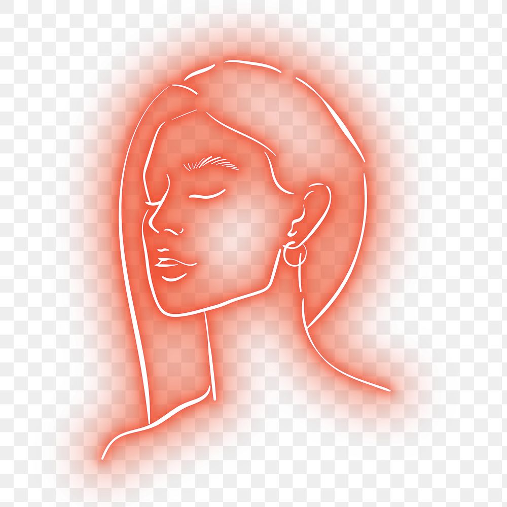 PNG neon red woman illustration, transparent background