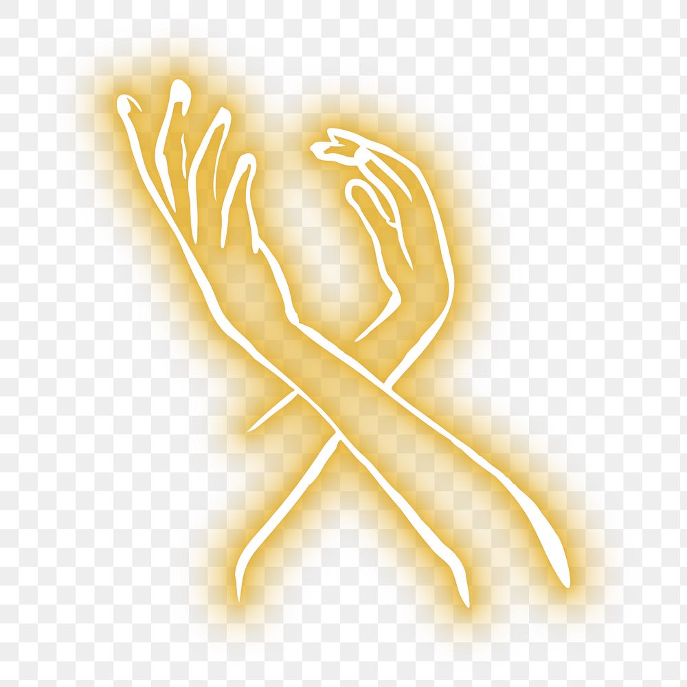 PNG neon yellow hand illustration, transparent background