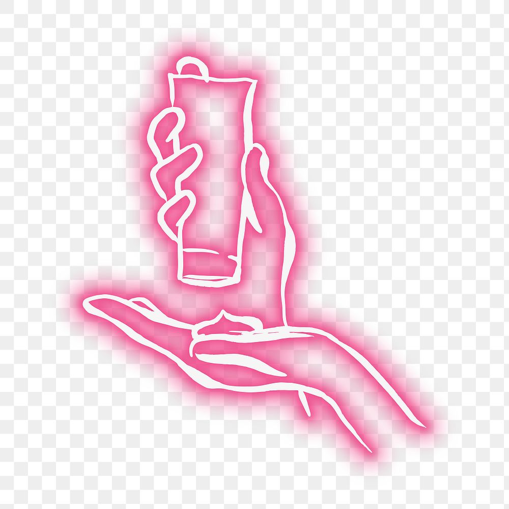 PNG neon pink hand illustration, transparent background