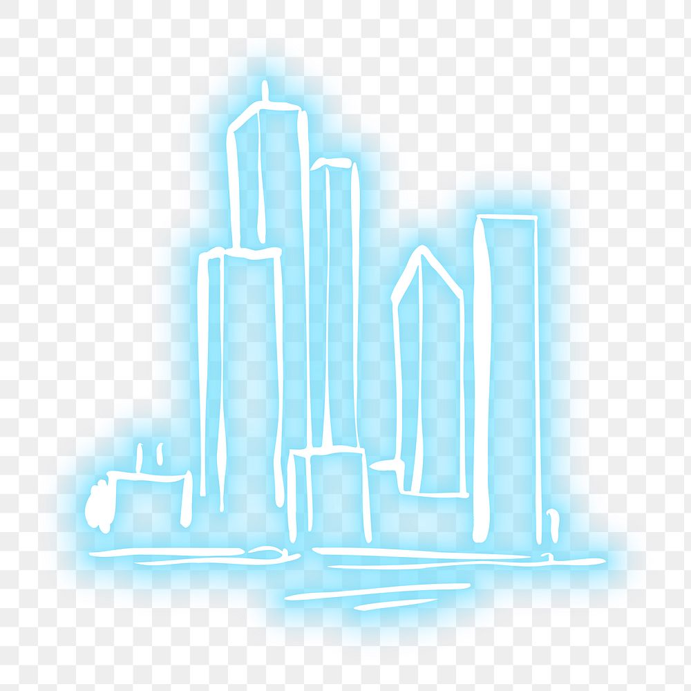 PNG neon blue building illustration, transparent background