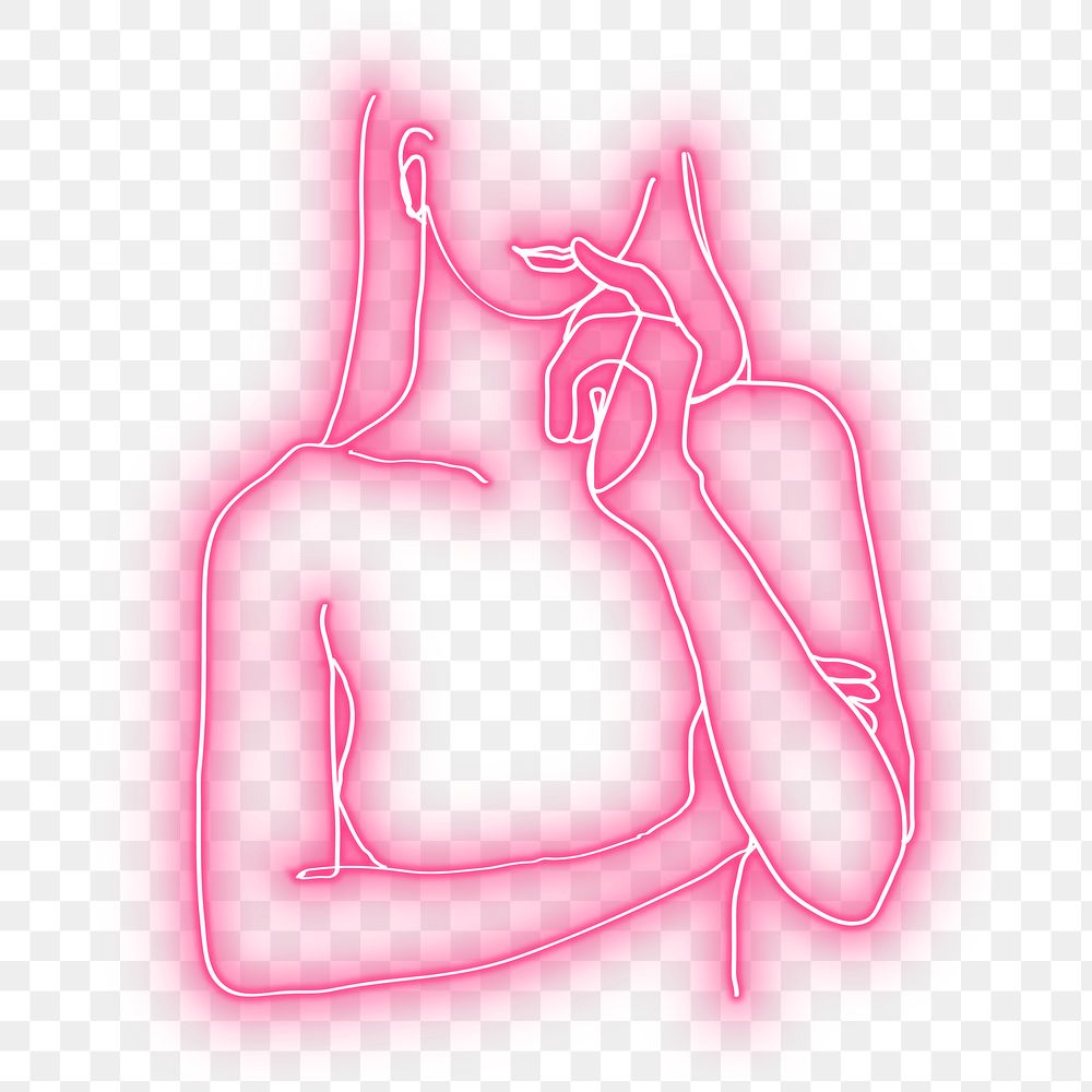 PNG neon pink woman illustration, transparent background