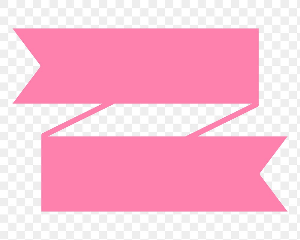 PNG pink ribbon banner, simple design badge transparent background