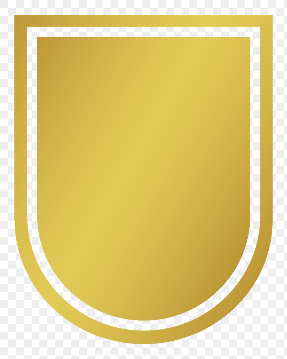 PNG metallic gold badge, simple armor banner transparent background