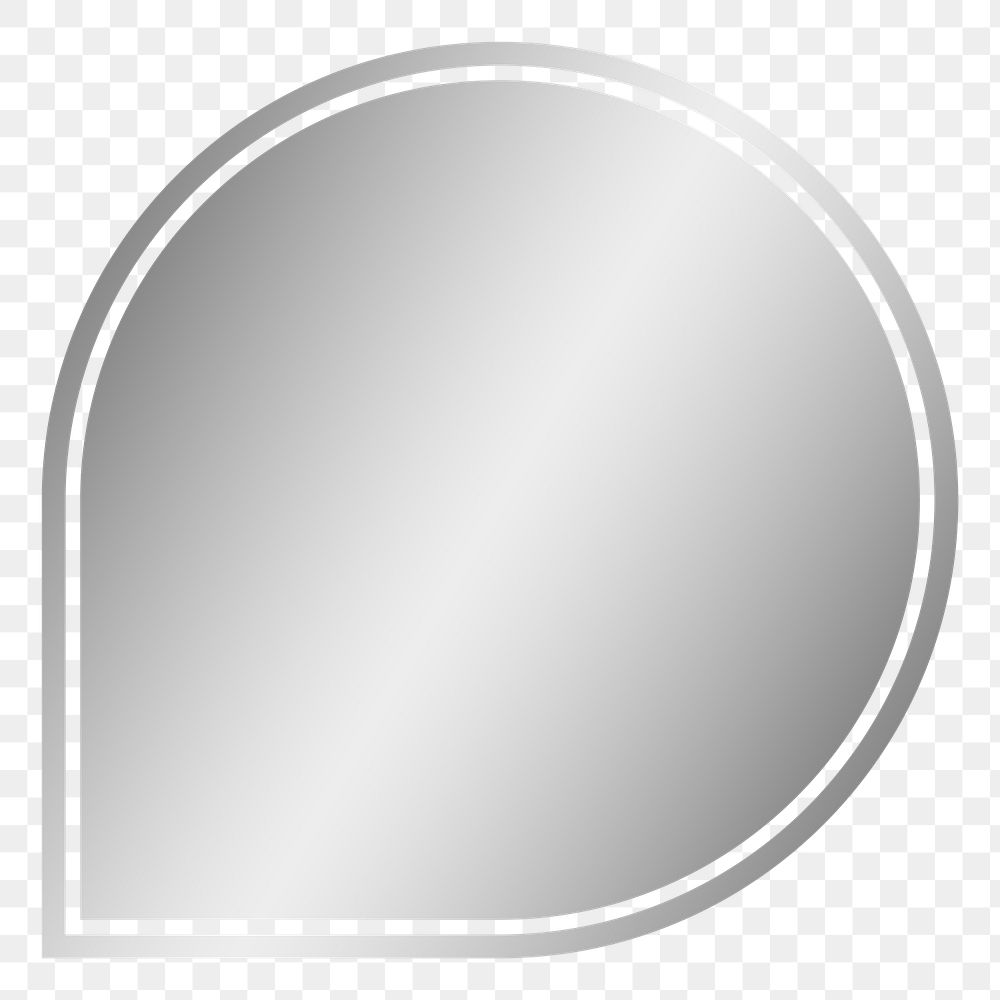 PNG circle bubble speech, simple metallic silver badge  transparent background