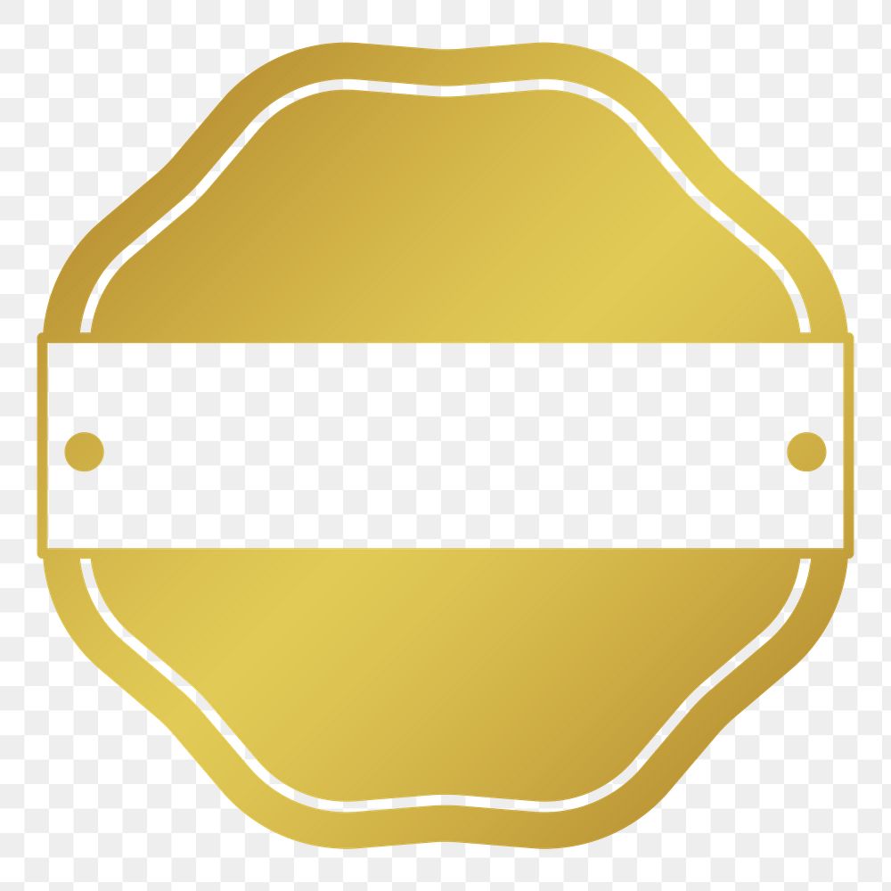 PNG jagged octagon badge, simple metallic gold  transparent background