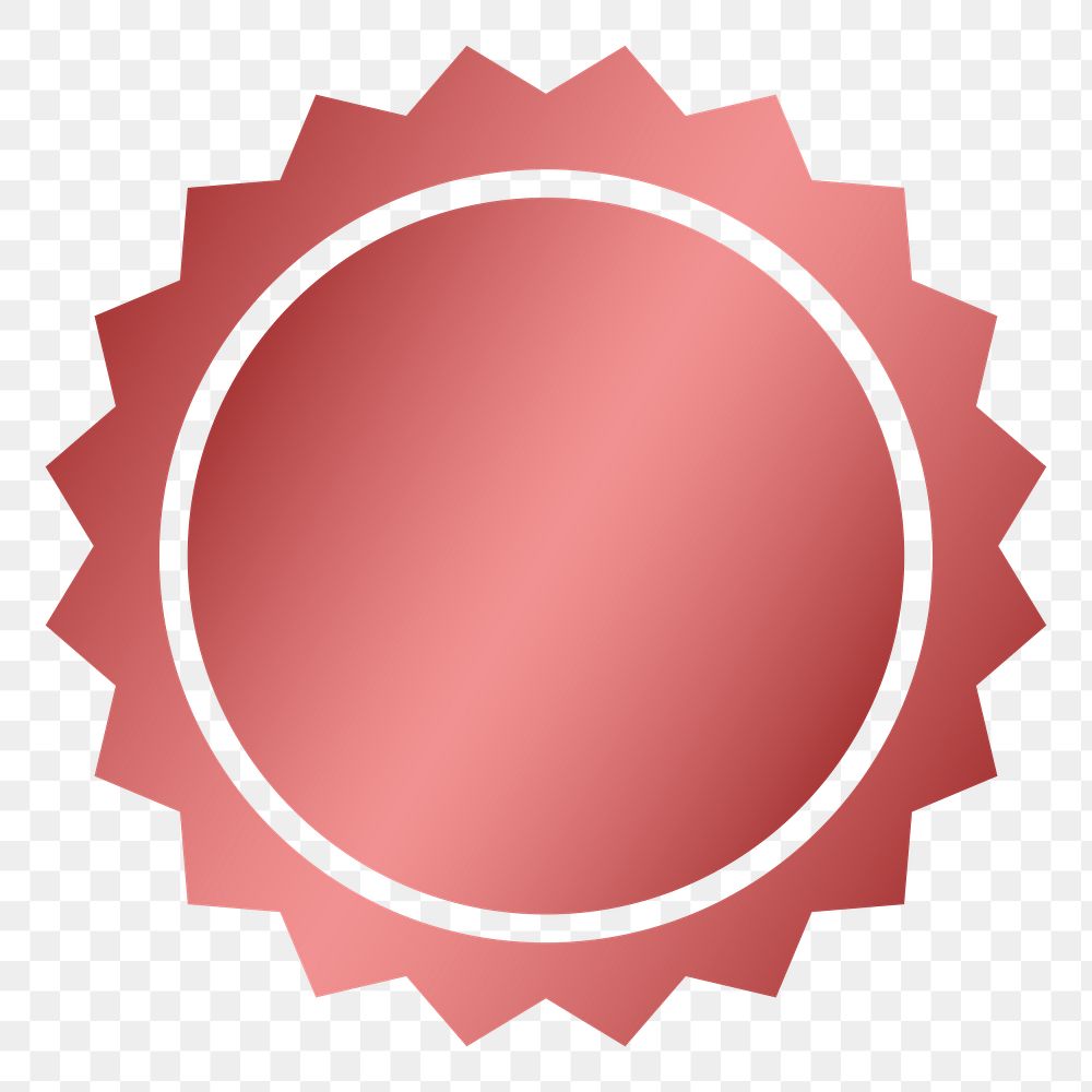 PNG jagged circle, simple metallic red badge  transparent background