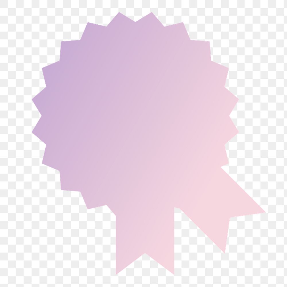 PNG pink and orange pastel award, gradient ribbon badge transparent background