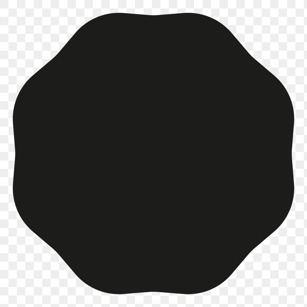 PNG jagged octagon badge, simple black  transparent background
