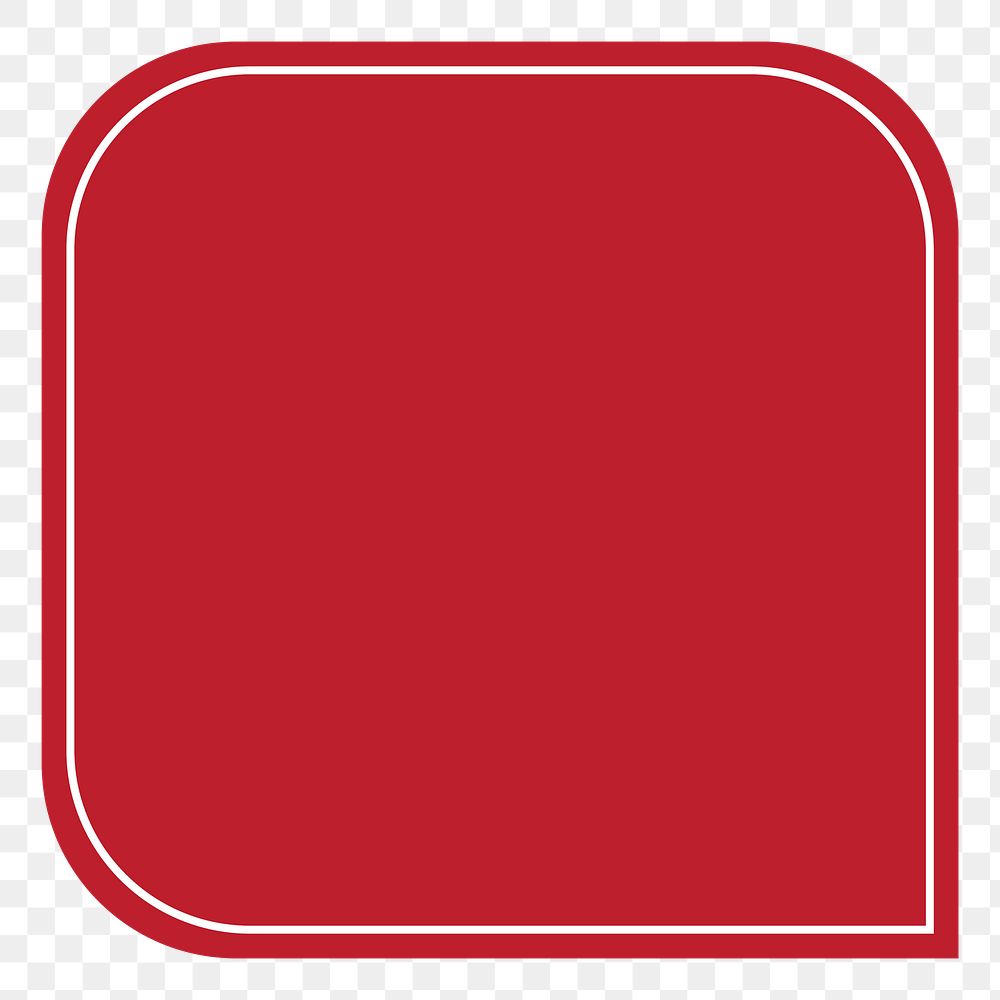 PNG squared red speech bubble,  simple badge design transparent background