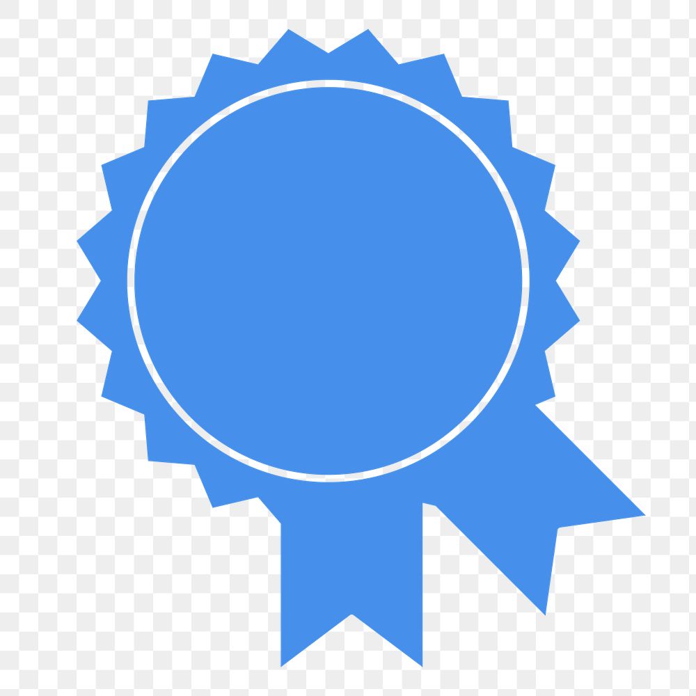PNG simple blue award, ribbon winner badge transparent background