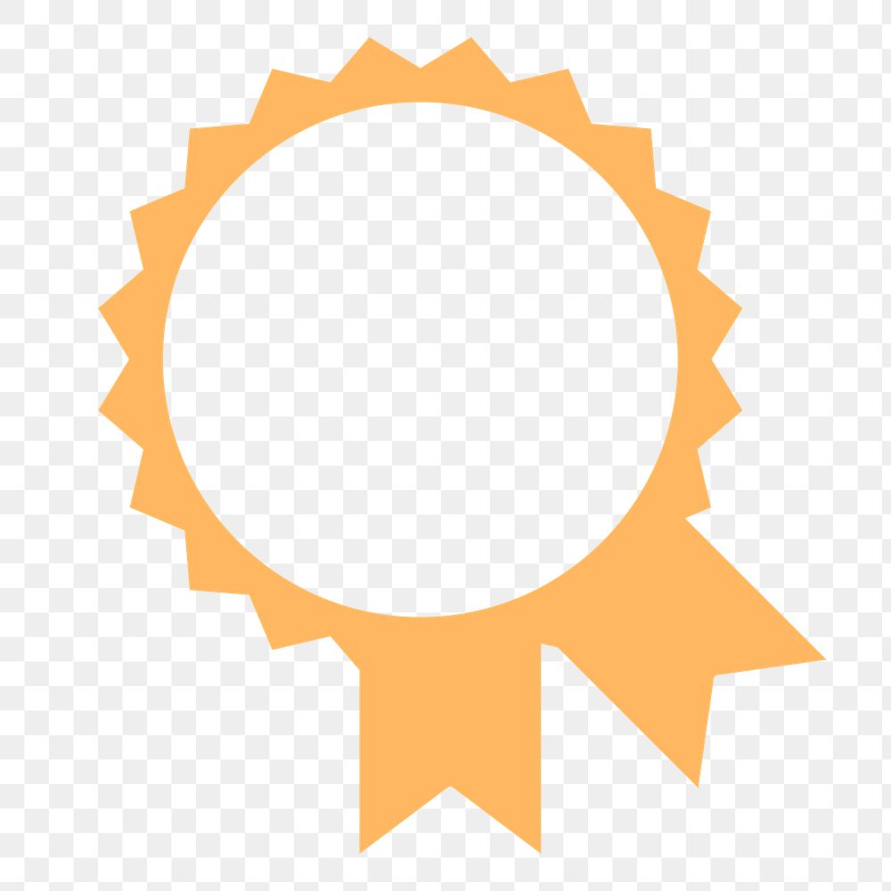 PNG orange award, simple ribbon badge transparent background