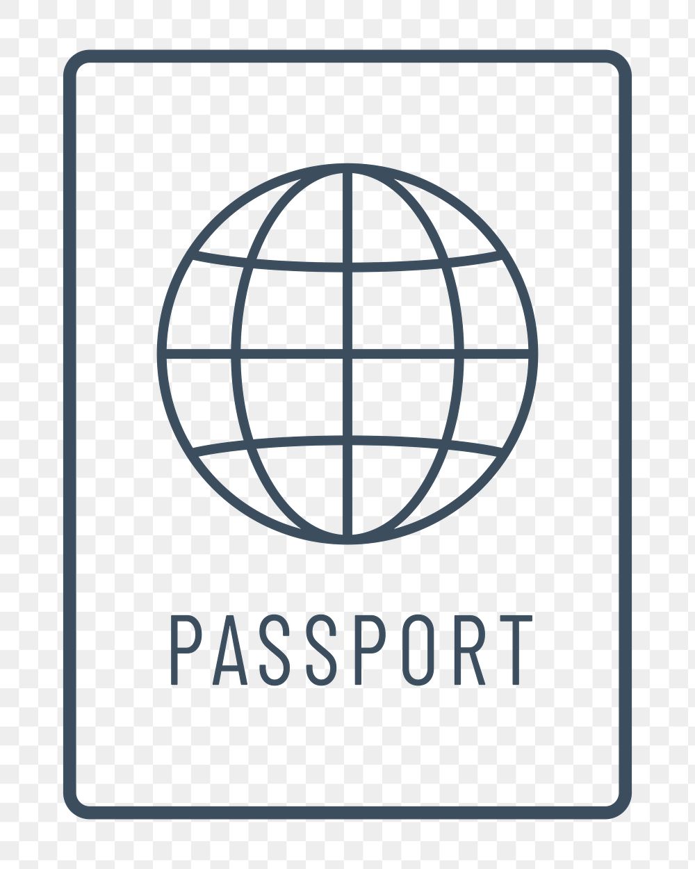PNG outline travel passport icon, transparent background