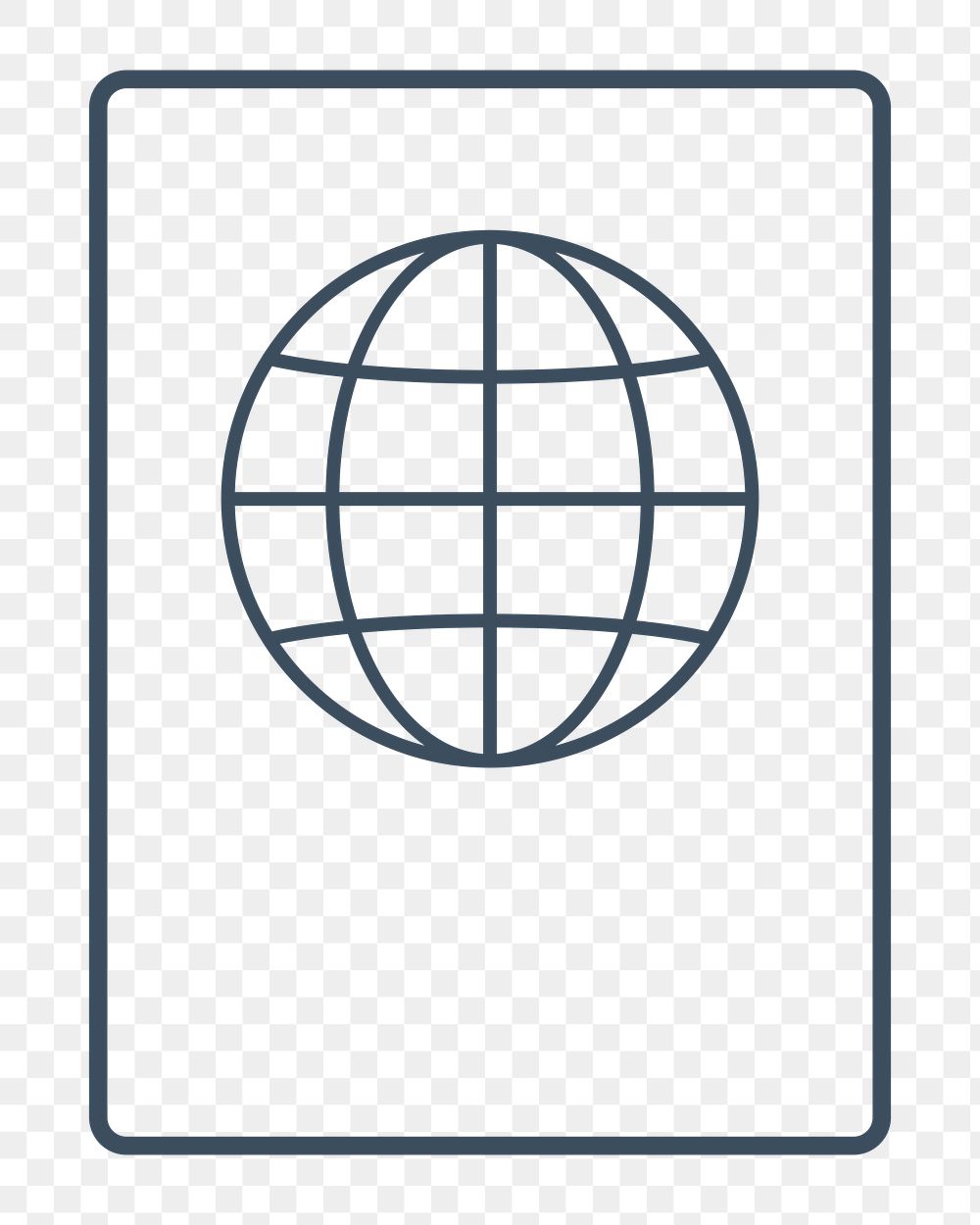 PNG grid globe passport icon, transparent background