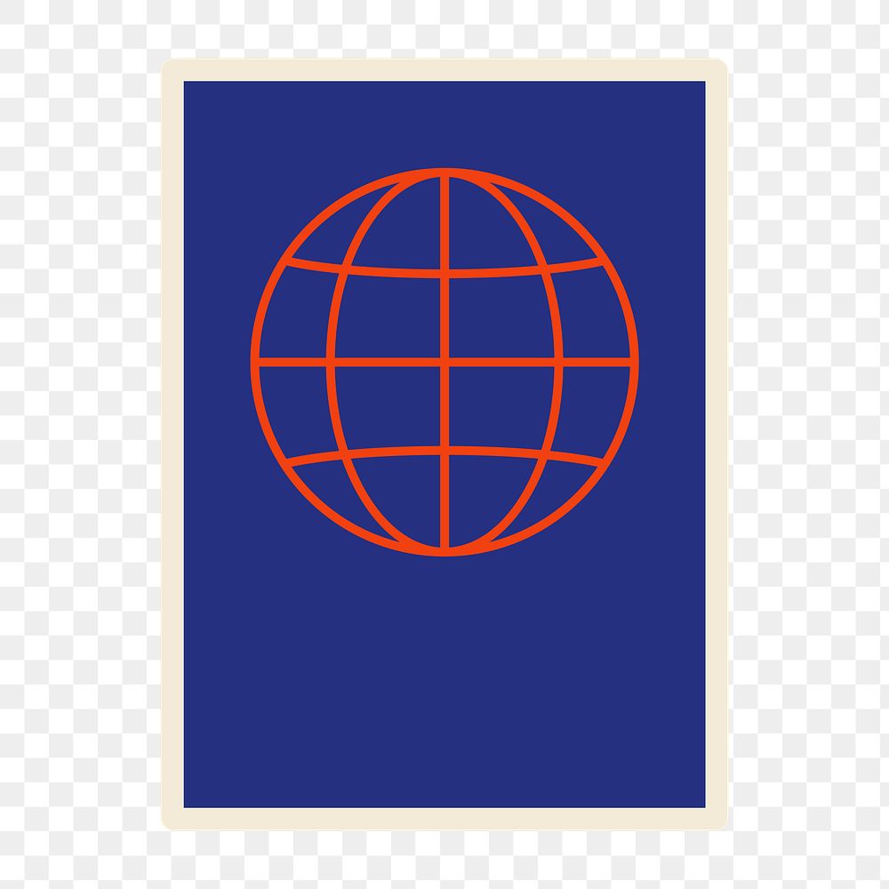 PNG blue grid globe passport, transparent background