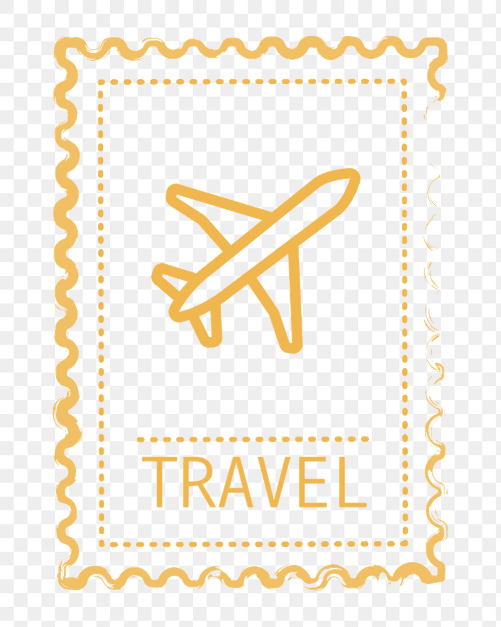 PNG yellow travel stamp icon, transparent background