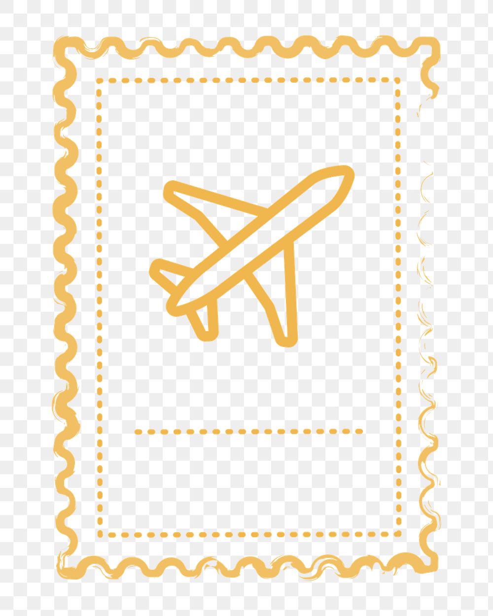 PNG yellow airplane stamp icon, transparent background